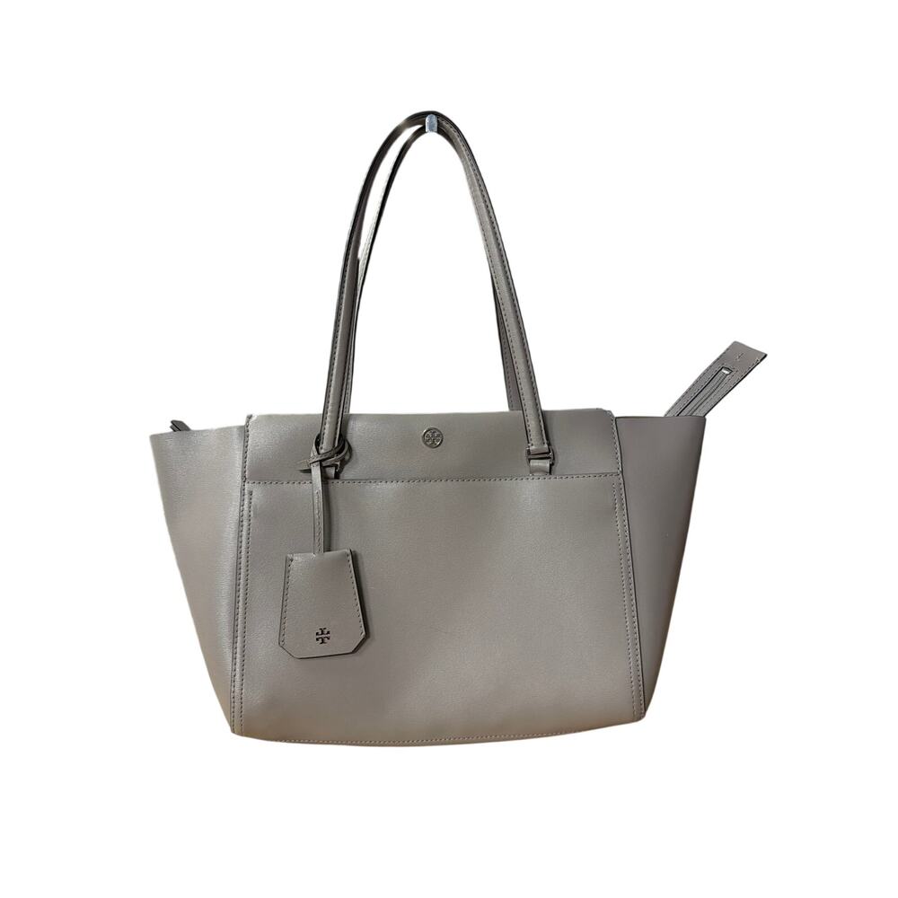Tory Burch Parker Large Leather Tote Dust Storm Quiet Luxury Work Bag